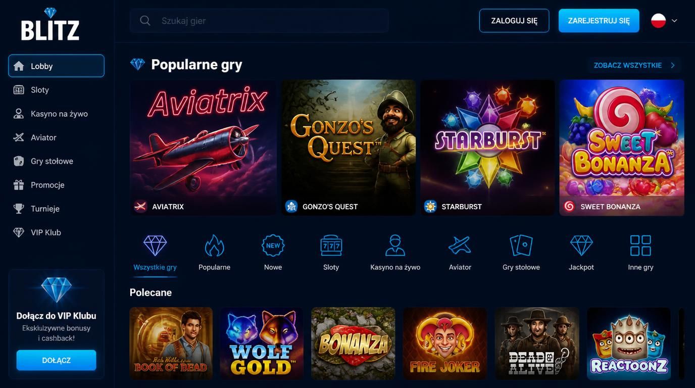 Popularne gry Blitz Casino – Sloty i automaty na topie