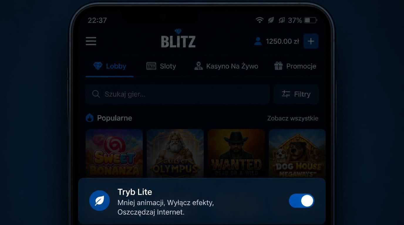 Opcje oszczędności energii i transferu w aplikacji.